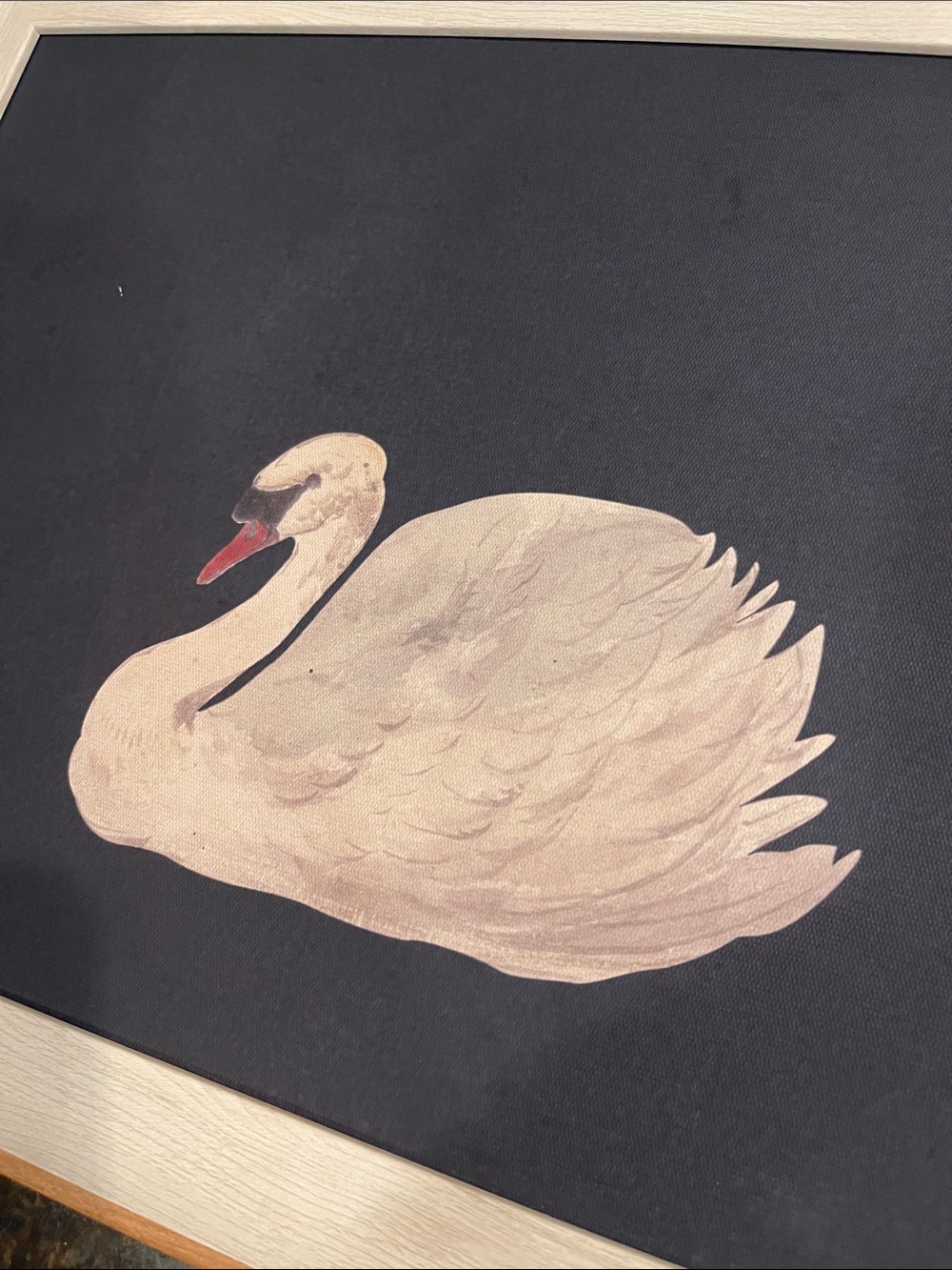 Framed Swan Artwork - Cream Swan on Dark Backgroundy - Picture 6 of 14